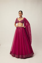 Load image into Gallery viewer, Ruby Red Organza Lehenga set