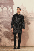 Load image into Gallery viewer, Midnight Waves Asymmetrical Zari Dori Kurta Set