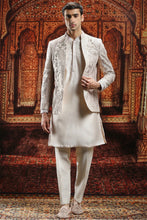 Load image into Gallery viewer, Ivory Silk Bandhgala with Zari Embroidered Kurta