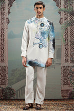 Load image into Gallery viewer, White Hand-Painted Silk Cutdana Kurta