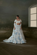 Load image into Gallery viewer, Powder Blue White Trail Lehenga Choli Set