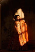 Load image into Gallery viewer, Rust Raw Silk Double Dupatta Lehenga Set