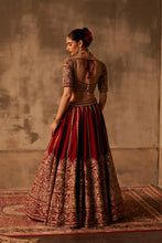 Load image into Gallery viewer, Maroon Raw Silk Double Dupatta Lehenga Set