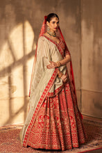 Load image into Gallery viewer, Red Raw Silk Double Dupatta Lehenga Set