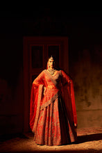 Load image into Gallery viewer, Red Raw Silk Double Dupatta Lehenga Set
