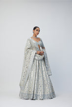 Load image into Gallery viewer, Silver Shimmer Organza Lehenga Set