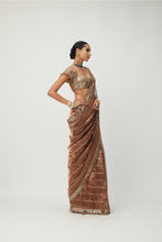 Load image into Gallery viewer, Copper Shimmer Organza saree set