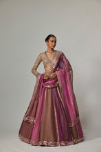 Load image into Gallery viewer, MUD MAUVE MULTICOLOR LEHENGA WITH V NECK BLOUSE