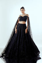 Load image into Gallery viewer, MAHIRA BLACK - MAHIRA ORGANZA LEHENGA SET