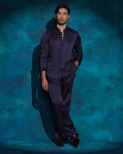 Load image into Gallery viewer, Twilight Blue hand embroidered sequence short jacket set