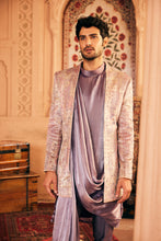 Load image into Gallery viewer, Grey Resham Embroidery Bandhgala with Anarkali Kurta