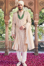 Load image into Gallery viewer, Cream Pitta and Sequins Embroidered Sherwani