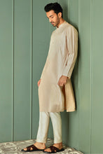 Load image into Gallery viewer, Creamy Delight Cream Chanderi Silk Kurta with Ivory Resham Embroidery All Over