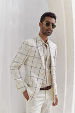 Load image into Gallery viewer, Porcelain White Windowpane Check Blazer Set