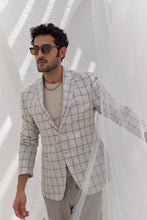 Load image into Gallery viewer, Par chment Plaid Checks Blazer And Trouser