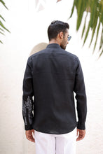 Load image into Gallery viewer, Black City Resham Embroidered Linen Shirt