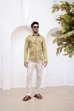 Load image into Gallery viewer, Olive Green Floral Embroidery Shirt