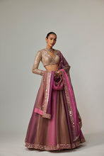 Load image into Gallery viewer, MUD MAUVE MULTICOLOR LEHENGA WITH V NECK BLOUSE