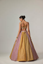 Load image into Gallery viewer, MUSTARD MULTICOLOR BIG CHECK LEHENGA SET