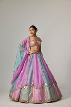 Load image into Gallery viewer, MAUVE MULTICOLOR SEQUINS SCATTER LEHENGA WITH CAP SLEEVE BLOUSE