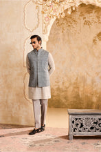Load image into Gallery viewer, EMBROIDERED GREY MIRRORWORK BUNDI JACKET WITH KURTA PANT