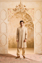 Load image into Gallery viewer, EMBROIDERED BIEGE MIRRORWORK KURTA WITH SALWAR