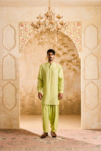 Load image into Gallery viewer, EMBROIDED LIME GREEN APPLIQUE WORK KURTA SALWAR
