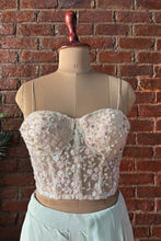 Load image into Gallery viewer, Ivory sequin work corset and Mint Green draped saree