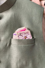 Load image into Gallery viewer, Creme Kurta and Pant with Sage Green Raw Silk Vest