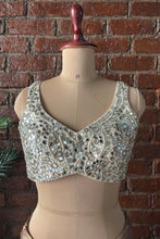 Load image into Gallery viewer, Bronze shimmer Pre-stitched saree with Mirror blouse