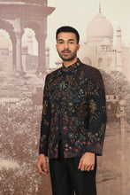 Load image into Gallery viewer, Azalea Black Linen Embroidered Bandhgala Set