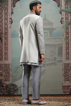 Load image into Gallery viewer, Grey Silk Indowestern with Dabka Embroidery