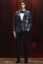 Load image into Gallery viewer, Blue and Black Sequin Jacquard Fabric Tuxedo