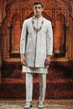 Load image into Gallery viewer, Ivory Silk Sherwani with Resham Embroidery