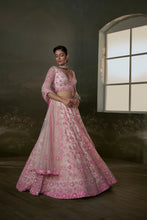 Load image into Gallery viewer, Blush pink Net Lehenga Choli Set