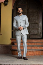 Load image into Gallery viewer, SILVER GREY JODHPUR SUIT ZARDOZI EMBROIDERED