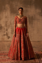 Load image into Gallery viewer, Red Raw Silk Double Dupatta Lehenga Set
