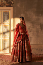 Load image into Gallery viewer, Red Raw Silk Double Dupatta Lehenga Set