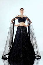 Load image into Gallery viewer, MAHIRA BLACK - MAHIRA ORGANZA LEHENGA SET