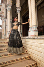 Load image into Gallery viewer, Black lehenga set