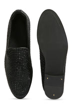 Load image into Gallery viewer, Midnight Matinee Velvet Embroidered Shoes