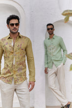 Load image into Gallery viewer, Olive Green Floral Embroidery Shirt