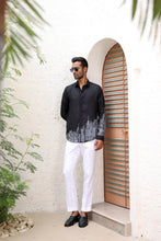 Load image into Gallery viewer, Black City Resham Embroidered Linen Shirt