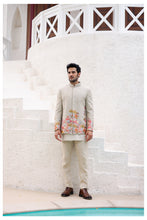 Load image into Gallery viewer, Tan Floral Resham Embroidery Bandhgala