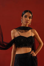 Load image into Gallery viewer, Black net lace lehenga choli set