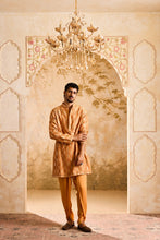 Load image into Gallery viewer, EMBROIDERED RUST MIRRORWORK KURTA WITH DHOTI SALWAR
