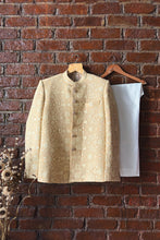 Load image into Gallery viewer, Beige Thread Work Bandhgala and Pant Set