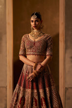 Load image into Gallery viewer, Maroon Raw Silk Double Dupatta Lehenga Set