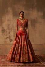 Load image into Gallery viewer, Red Raw Silk Double Dupatta Lehenga Set