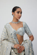 Load image into Gallery viewer, Silver Shimmer Organza Lehenga Set